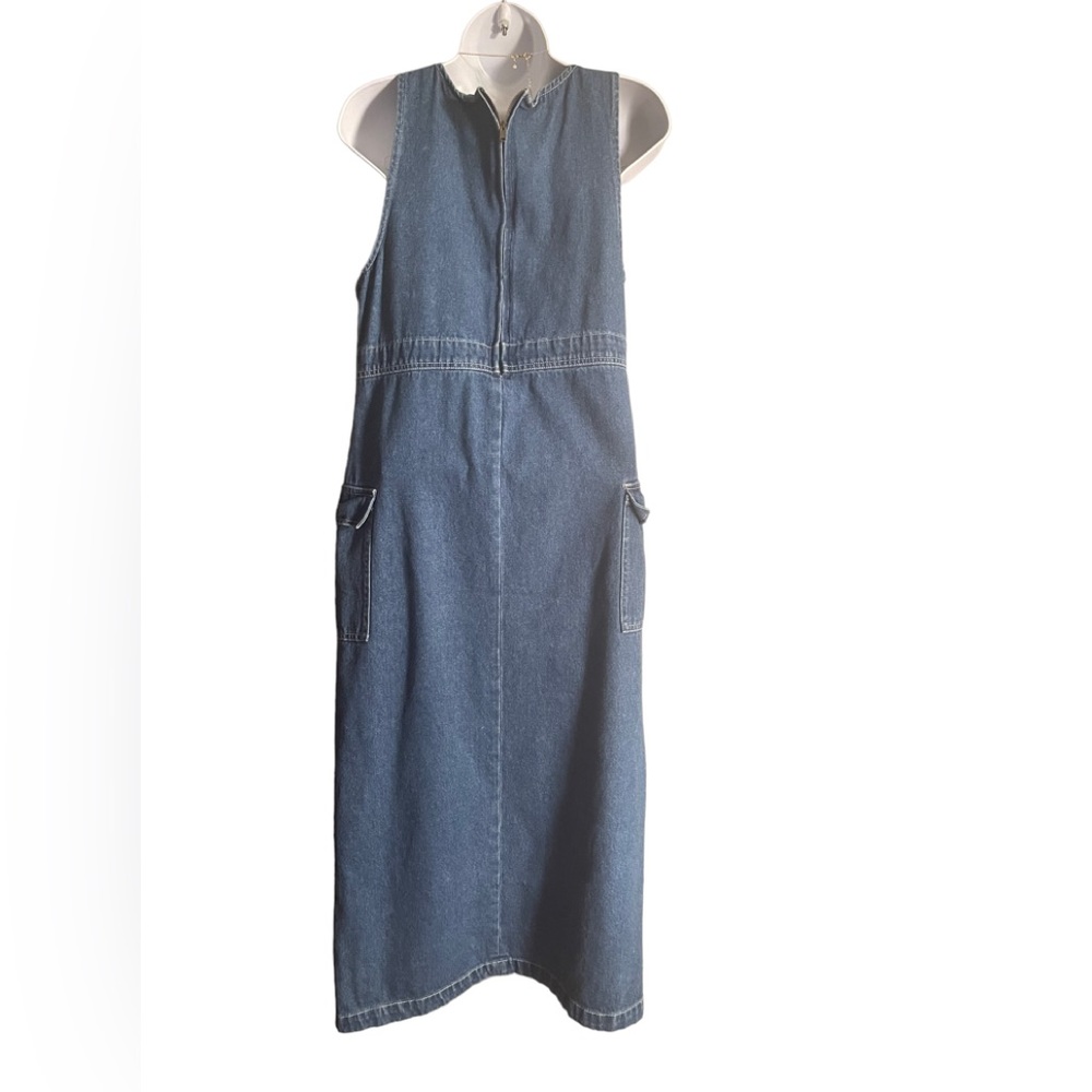 DENIM DRESS. S/M. BL/RD 11 - Picture 2 of 3